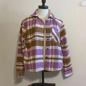 Kensie Jeans Purple and brown flannel with pockets size S